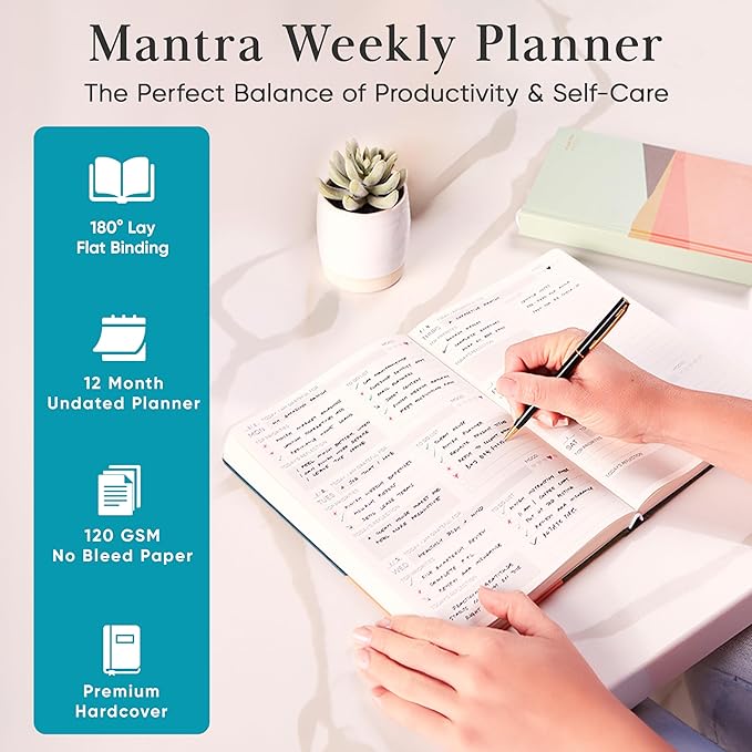 2026 Planner, Daily Journal & Gratitude Journal All-In-One with To Do List, Self Care Prompts & Habit Tracker - 5.8 x 8.3 - Teal