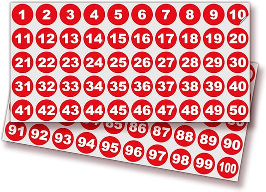 iSYFIX Red Consecutive Number Stickers – 1 to 100, 1-inch, 1 Set – Vinyl Self Adhesive Premium Decal, Ideal for Inventory, Storage, Organizing, Boxes, Bins, Toolbox, Lockers & More, Indoor/Outdoor
