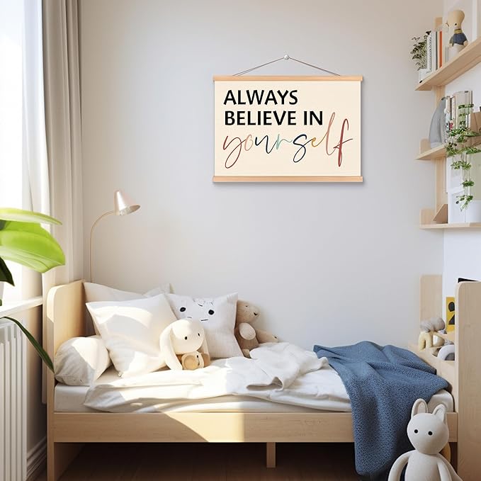 ROXMART Boho Mental Health Poster Hanger Frame, Inspirational Motivational Wall Decor, Always Believe in Yourself Positive Wall Art Prints Decor for Therapy Office Classroom, 12x16 Inch