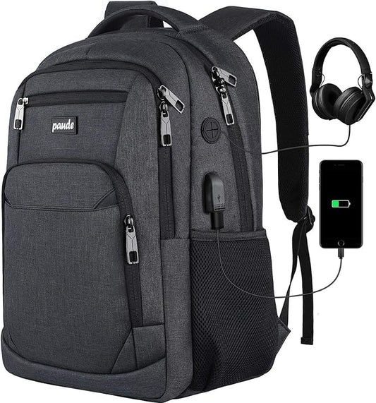 Paude Backpack for Men and Women,17.3 inch School Backpack for Teens,Travel Laptop Backpack with USB Charging port for Business College Travel