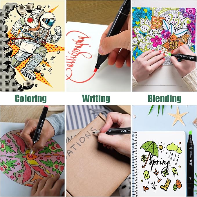 120 Colors Alcohol Art Markers Set, Dual Tips Blender for Drawing, Sketching, Coloring, Underlining, Professional Permanent Sketch Markers for Kids and Adults