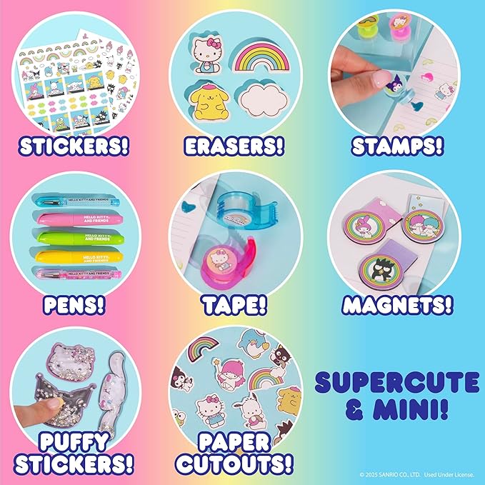 Hello Kitty and Friends Mini Collectible Stationery Set, Cute Stationery, Sanrio Accessories, Cute Sticky Notes, Kawaii School Supplies, Fun Office Supplies, Kawaii Stationery, Cute Hello Kitty Stuff