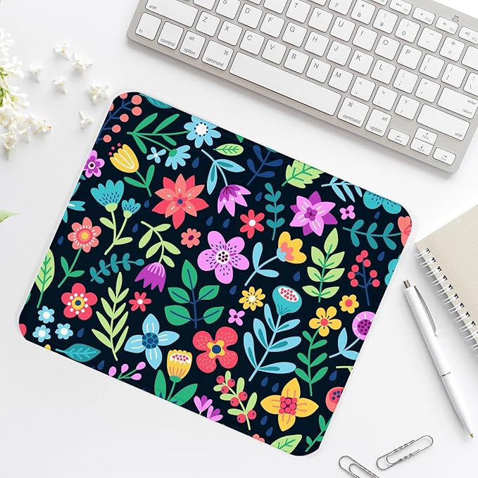 Flower Square Mouse Pad,Non-Slip Rubber Base Mouse Pad,Home Office Decoration Desktop Accessory,Laptop Mouse Pad for Office Laptops,9.4x7.8x0.12inch 9