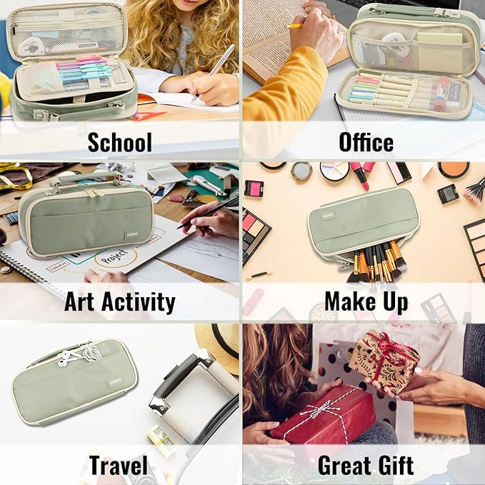 Pencil Case, Large Capacity Pencil Case Organizer; Double Zipper Storage Bag; Big Pencil Pouch for College School Office Teen Girl Boy Men Women Adult