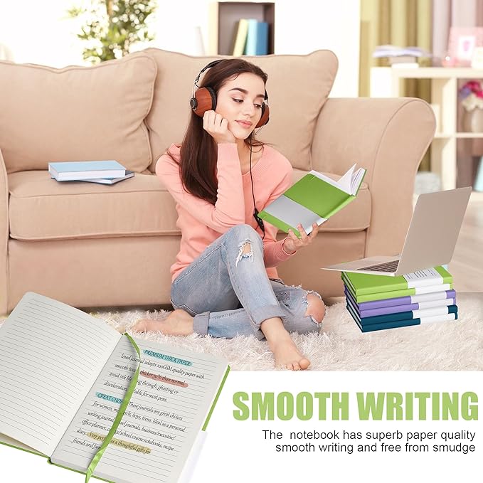 Lined Journal Notebook – Hardcover Notebook for Men & Women – Journals for Writing, Work, School, Home & Daily Notes, 160 Pages – Medium A5, 5.7"x8", 100 gsm Thick Paper (Grass Green)