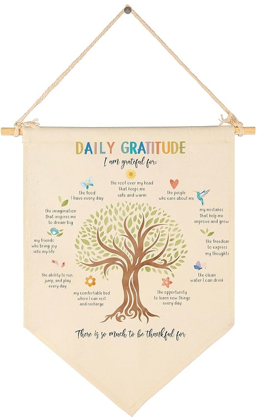 Nursery Classroom Wall Decor-Teacher Gifts-Therapy Office Decor,Growth Mindset,Home Inspiration,Calming Corner,School Psychology-Banner Flag Sign Pennant Poster Gifts-Daily Gratitude I Am Grateful