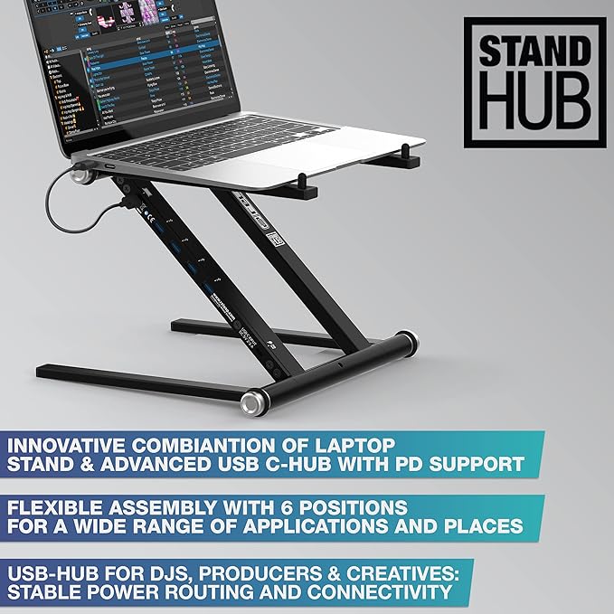 Reloop Advanced Laptop Stand with USB-C PD Hub (AMS, black (AMS-STAND-HUB)