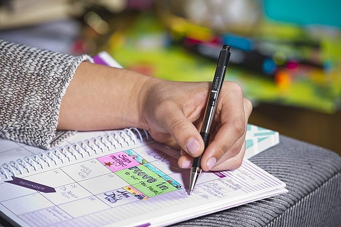 Zebra Pen F-301 Ballpoint Black Ink Fine Point 0.7mm Pen, Easy-Glide Ink, Stainless Steel Retractable, Non-Slip Grip, Professional Design, Ideal for Office, Journal and Planner Use, 4-Pack (27114)