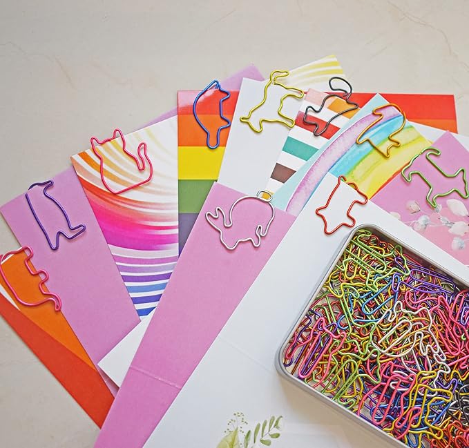 Cute Paper Clips Animal Shaped Paperclips, Fun Office Desk Accessories 100 PCS