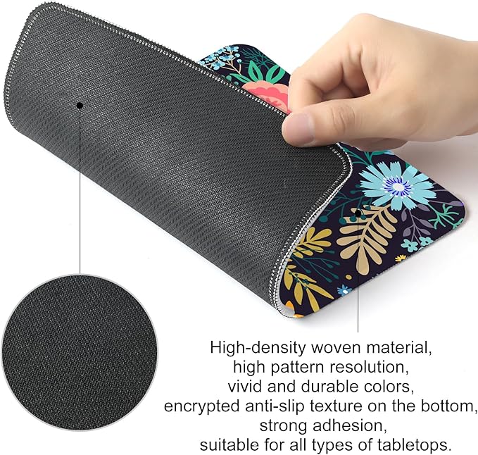 Flower Square Mouse Pad,Non-Slip Rubber Base Mouse Pad,Home Office Decoration Desktop Accessory,Laptop Mouse Pad for Office Laptops,9.4x7.8x0.12inch 5