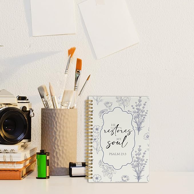 Christian Journal Notebook - Bible Verse Religious Scripture Notebooks College Ruled for Work School, Gifts for Women, Office Supplies, Hardcover Spiral Notebook 5.5"x8.3"