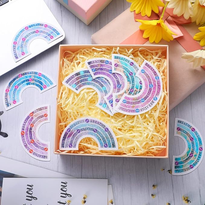 36 Pcs Sensory Strips Infinity Rainbow Anxiety Mindfulness Stickers Adults Stress Breathing Stickers Fidget Adhesives Rough Textured Tape for Classroom Desk Office Computer(Minimalist)