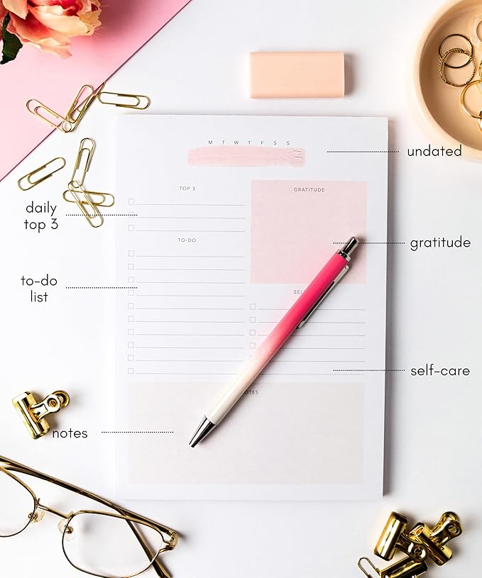 Lamare Daily To Do List Notepad – Daily Planner Undated, Work Planner and Things To Do Notepad for Productivity