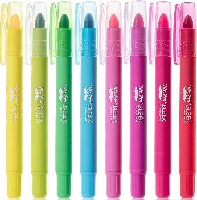 Mr. Pen- Gel Highlighters, 8 Pack, Assorted Colors, Bible Highlighters for Bibles That Do Not Bleed