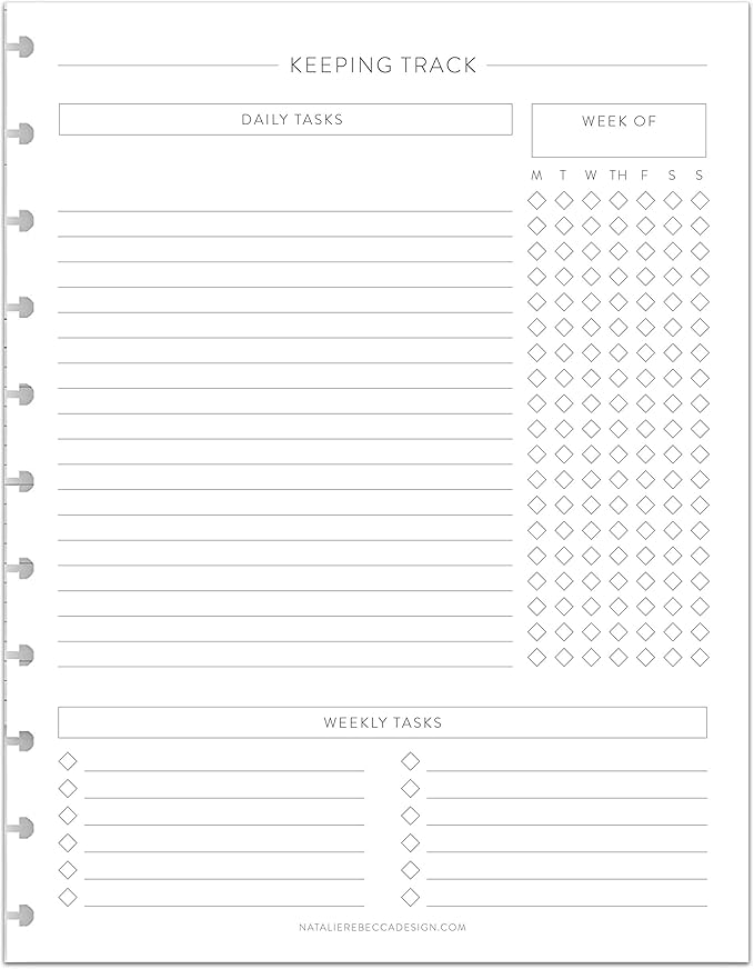 BetterNote Keeping Track Refill Pages for Discbound Notebook, Habit Tracker, Fits Disc TUL, Daily Weekly To Do, Happy Planner, ARC, Levenger Circa, Talia (Classic- 6 month, 11-Disc, 8.5"x11")