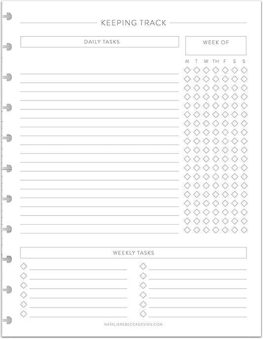 BetterNote Keeping Track Refill Pages for Discbound Notebook, Habit Tracker, Fits Disc TUL, Daily Weekly To Do, Happy Planner, ARC, Levenger Circa, Talia (Classic- 6 month, 11-Disc, 8.5"x11")