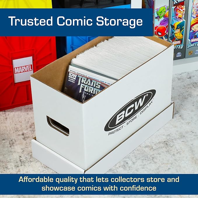 BCW Short Comic Storage Box - 2 Pack | Holds 150-175 Current/Silver Age Comics | Stackable, Durable 200 lb. Strength