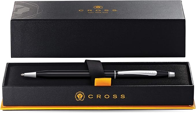 Cross Classic Century Refillable Ballpoint Pen Presented in a Luxury Gift Box - Medium Point, Black Ink, Black & Chrome