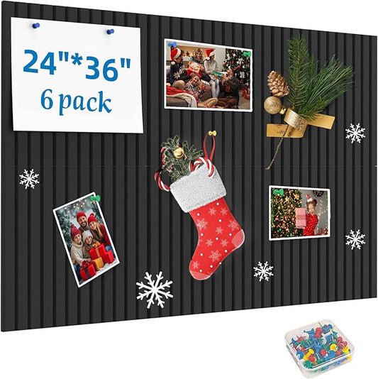 Cork Board for Walls 36" x 24", 6 Pack Felt Bulletin Board Wall Tiles with 30 Push Pins for Home Kitchen School Office Wall DIY Decorative