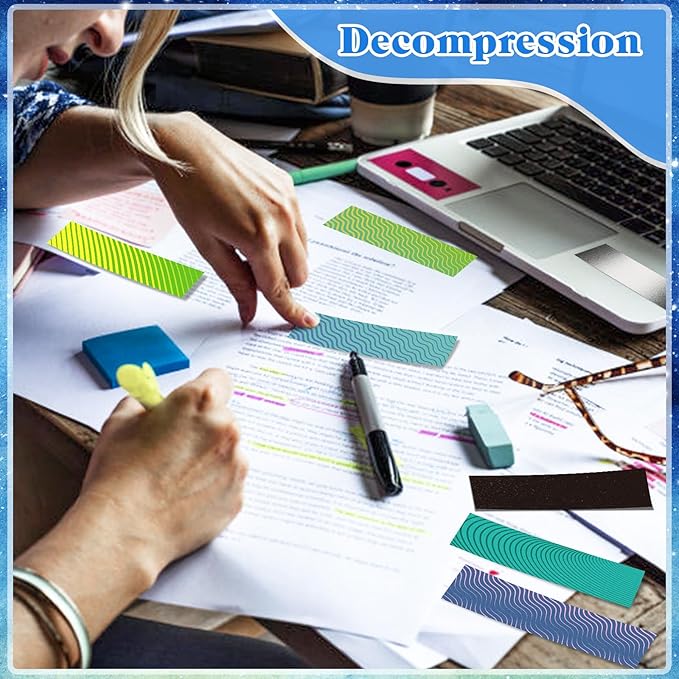 Crtiin 100 Pcs Sensory Strips Anxiety Calm Mindfulness Stickers Fidget Stress Breathing Sensory Sticker Different Textures Rough Tactile Tape for Mental Health Adults Desk Anxiety Relief(Bright)