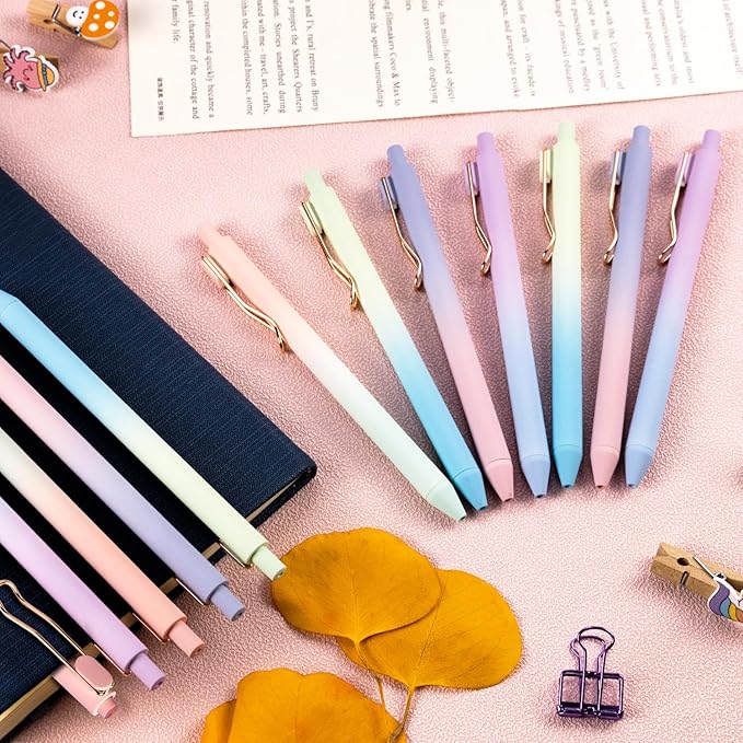 Smooth Writing Pens, 12 Pcs No Bleed & Smear, Black Ink Fine Point (0.5mm), Retractable Aesthetic Journaling Pens for Women & Men