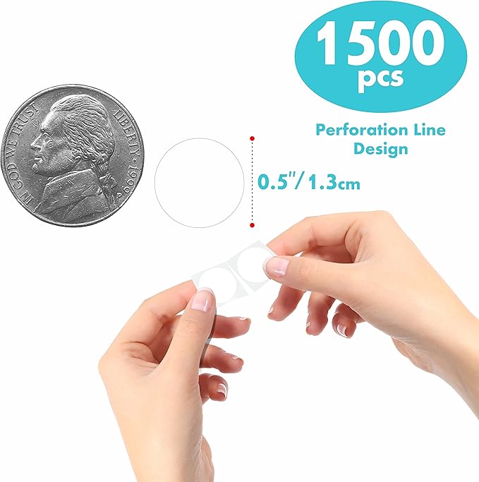 1500 PCS Round White Color Code Dot Stickers, Permanent Inventory Labels in Dispenser Box with Perforation Line for Office, Retail, Home, Classroom, Warehouse(1/2” in Diameter)