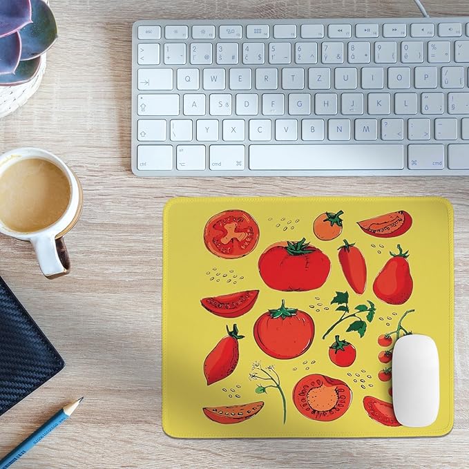 Yellow Mouse Pad,Cottagecore Tomato Mouse Pads,Girly Summer Tomato Decor Desk Mat for Home Office Dorm Desktop,10.2x8.2 Inch