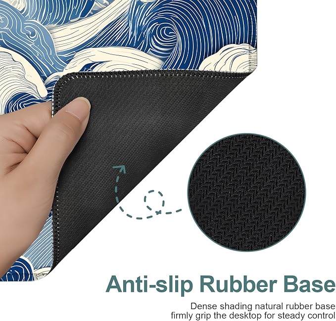 Ocean Waves Extended Gaming Mouse Pad 35.4 x 15.7 Inch – Stylish Desk Mat for Gaming, Office, and Study with Non-Slip Rubber Base
