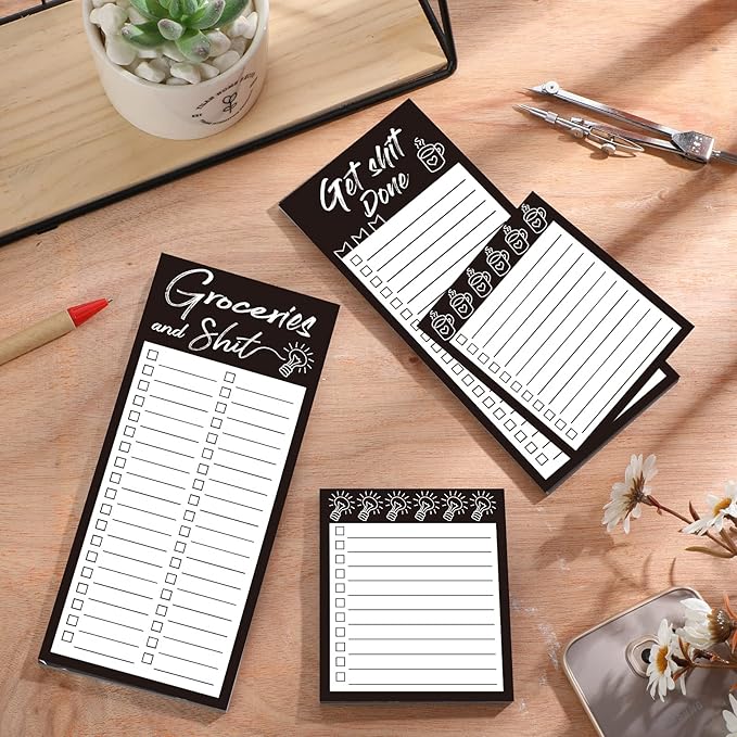 4 Pieces Magnetic Grocery List Pads Magnet to Do List Notepads Magnetic Refrigerator Memo Pad Funny Shopping Reminders Tear off Grocery Notepad, 2 Sizes