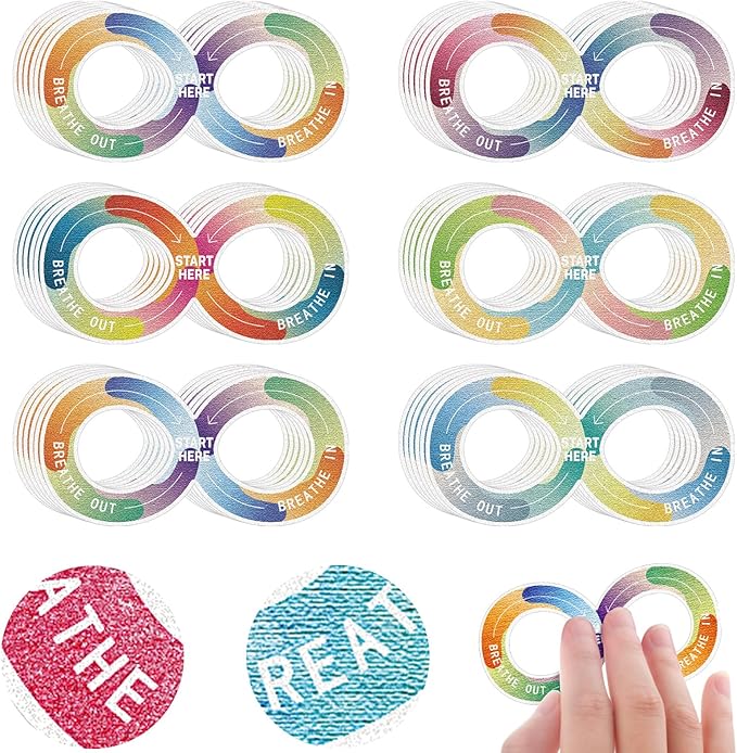 36 Pcs Sensory Strips Infinity Rainbow Anxiety Mindfulness Stickers Adults Stress Breathing Stickers Fidget Adhesives Rough Textured Tape for Classroom Desk Office Computer(Figure Eight Shape)