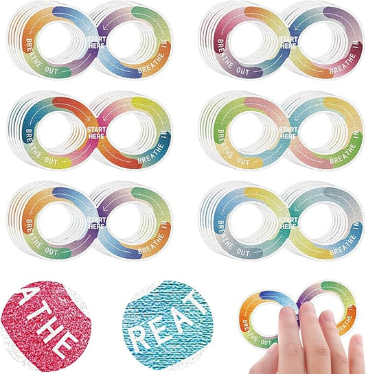 36 Pcs Sensory Strips Infinity Rainbow Anxiety Mindfulness Stickers Adults Stress Breathing Stickers Fidget Adhesives Rough Textured Tape for Classroom Desk Office Computer(Figure Eight Shape)