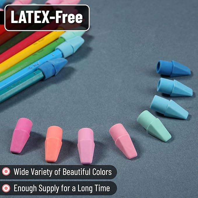 Mr. Pen- Pencil Erasers Toppers Bulk, 500 Pack, Colorful, Latex Free, No Smudge, Mr Pen Erasers for Pencils