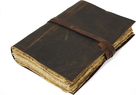 Leather Journal Travel Diary, Handmade Vintage Bound Notebook for Men & Women, Antique Finish, Genuine Buffalo Leather- Quality Unlined Paper Perfect for Notes, Art Sketchbook, 9X6 Inches, Brown