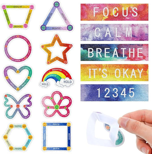 Crtiin 80 Pcs Anxiety Sensory Stickers with Inspirational Quotes Calm Textured Relief Mental Health Stickers Office Adhesive Sensory Tape Anti Stress for Adults(Cute)