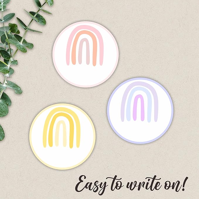 Self-Adhesive Student Name Tags -Colorful Boho Rainbow Round Name Plate Stickers for Teens -45 Pcs Multipurpose Name Label Favors Decors & Supplies for Classroom Desks Bulletin Boards School -A06