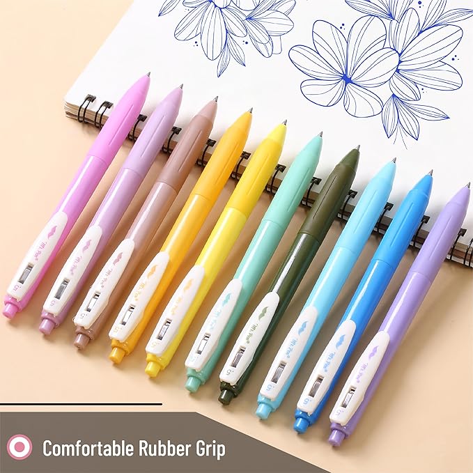 Mr. Pen- Retractable Gel Pens, 10 Pack, Light Vintage Ink Colors, Fine Point, Fast Dry, Ideal for Journaling, Note Taking, Drawing, Sketching