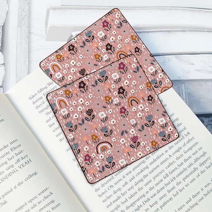 2 Pack Flower Leather Book Corner Bookmark, Durable Handmade Reading Accessories - Gifts for Readers, Women, Men, Teachers, Students