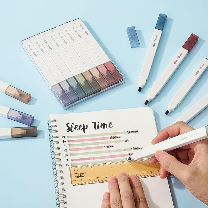 Mr. Pen Aesthetic Highlighters - 8 pcs, Vintage Color, Chisel Tip, Assorted Colors, No Bleed Bible Highlighters