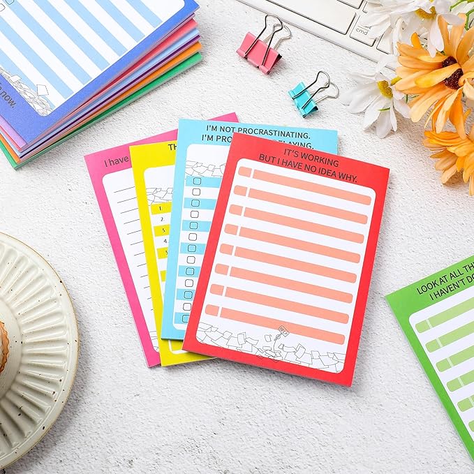 Yeaqee 12 Pcs Funny Notepads for Coworkers Fun Novelty Note Pad Sarcastic Memo Pads Funny to Do List Notepad Assorted Funny Office Gift for Coworkers Teacher Work Supplies, 5.5 x 3.9 Inch 30 Sheets