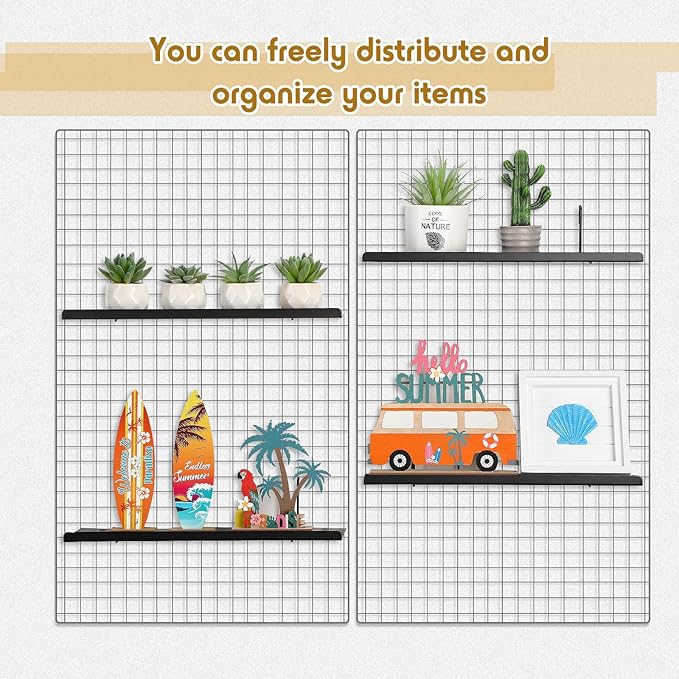 Pinkunn 4 Pcs Gridwall Shelf Metal Hanging Shelf Wall Grid Accessories for Panel Wall Accessories Metal Display Hanging Hooks for Home Show Retail Store Craft (15.75 x 5.91 Inch)
