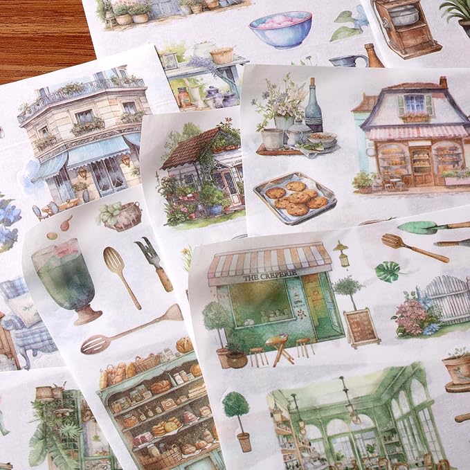 Garden Scrapbook Stickers 50 Sheets journaling Sticker 400 Pre-Cut Washi Stickers Scrapbooking Supplies Collage Decorative DIY Arts Craft Making