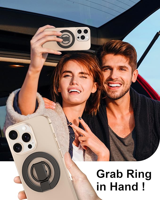 iPhone 17 Pro Max Case Magnetic Phone Ring Holder for Hand, AILKIN MagSafe Cell Phone Ring Holder Grip, Mag Safe Phone Ring Finger Holder for iPhone 17/16/15/14/13/12 Series, MagSafe Kickstand-Grey