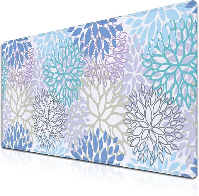 Large Desk Mat Algae Leaves Game Mats, Office Mousepad Big Mouse Pads, XXL Gaming Mouse Pad Non-Slip Rubber Base, 35.4 X 15.7 inch for Work/Game/Office/Home Vegetation. Abstract Watercolor