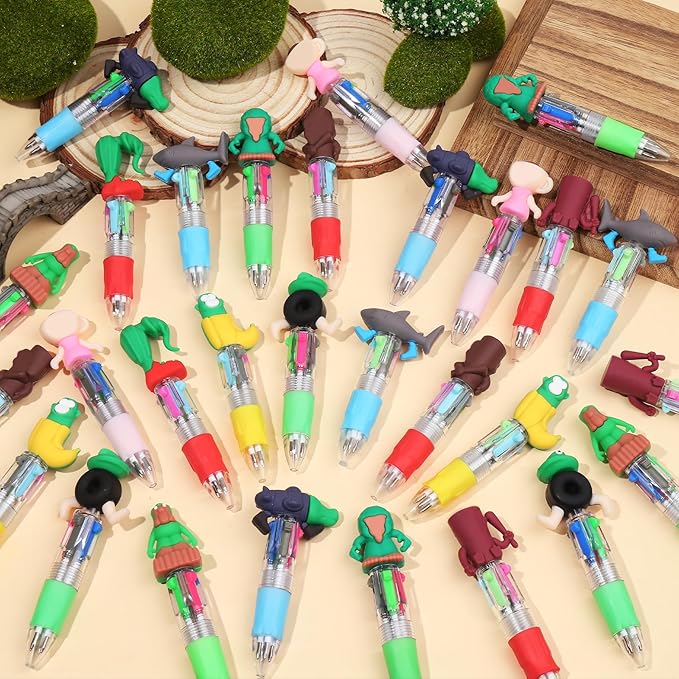 CZWZ 30Pcs Mini Multicolor Pens in One 4-in-1 Cute Pens Bulk, Ballpoint Pen for Birthdays and Parties, Fun Gifts Assorted Ink Kawaii Pen