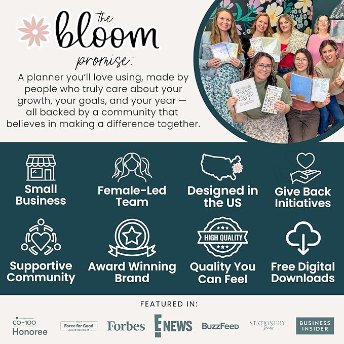 bloom daily planners 2026 Planner (January to December) - 8.5” x 11” Weekly & Monthly Dated Agenda Organizer Book with Stickers & Tabs - Flexible Soft Cover - Garden Party, Navy