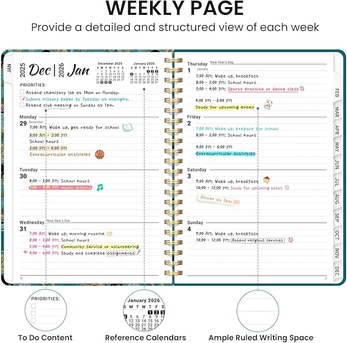 2026 Planner, Aesthetic Weekly and Monthly Planner for Women, Jan 2026 to Dec 2026, Hardcover 2026 Calendar Book with Monthly Tabs, Inner Pocket, Perfect for Office Home School - A4 (8.5" x 11"), Cats in Vine