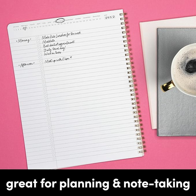 PAPERAGE Undated Daily Planner & To Do List Notepad (Lavender), 8.5 in x 11 in, Spiral Bound Planner Notebook for Work, School or Home, 104 Lined Pages With Date Tracker for Plans & Notes