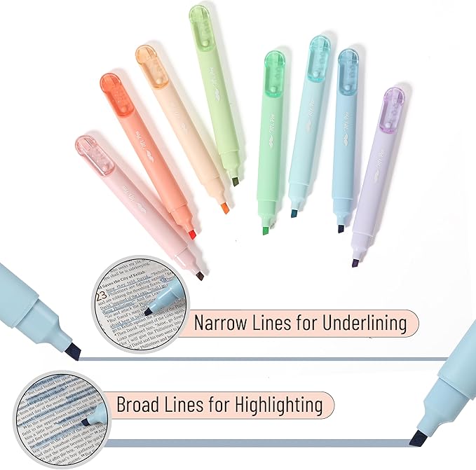 Mr. Pen Aesthetic Highlighters - 8 Pack, Chisel Tip, Pastel & Assorted Colors, Cute Highlighters for School
