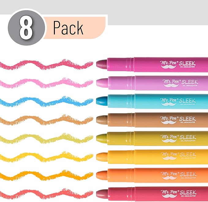 Mr. Pen- Gel Highlighter, 8 Pack, Dark Sunshine & Smiles, Bible Highlighters No Bleed, No Bleed Highlighters, Bible Highlighter
