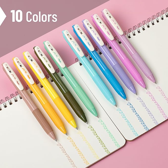 Mr. Pen- Retractable Gel Pens, 10 Pack, Light Vintage Ink Colors, Fine Point, Fast Dry, Ideal for Journaling, Note Taking, Drawing, Sketching
